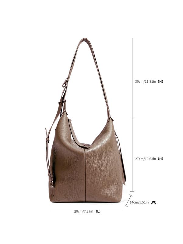 Genuine Leather Crossbody Bag for Women, Large Capacity Purse with Wide Adjustable Strap, Multi-Way Fashion Shoulder Bag