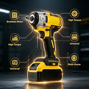 Universal Fit Brushless Cordless Impact Wrench, Lithium‑Ion High Power Wrench for Car Truck SUV ATV Tire Removal, Auto Repair & Construction Work Tool