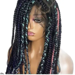 Full Lace Box Braid Wig – Knotless Boho Braids with Curly Ends