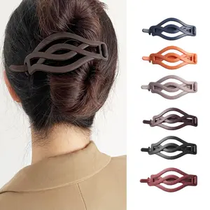 Twist Clip Hairpin - Minimalist Lightweight Straight Barrette with Frog Clasp Women's Hair Clip Accessory Flat Oval Pearl Design for All Hair Types - Wavy Claw