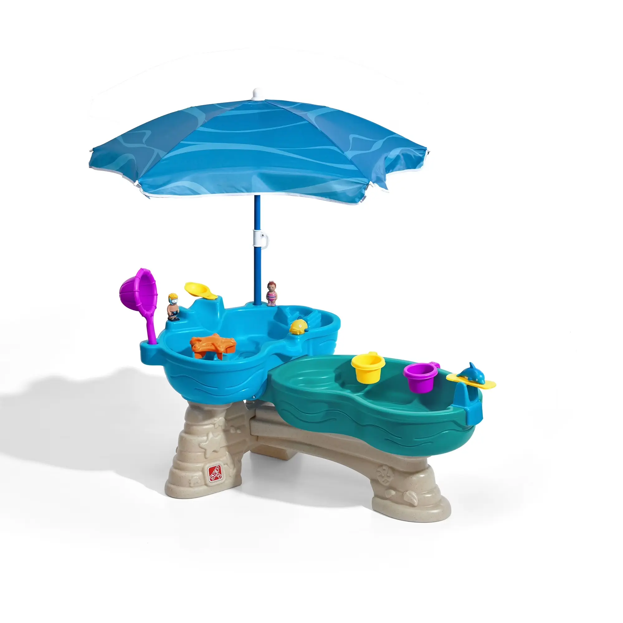 Spill & Splash Seaway Blue Plastic Water Table for Toddlers with 10-piece Playset