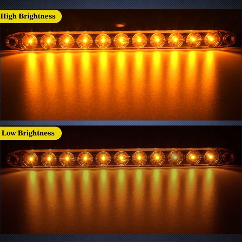 2-Pack 12 LED High-Position Brake Tail Lights, Trailer Truck RV Pickup Tail Light Strip, Brake Light Turn Signal Side Lamp, Waterproof Taillight