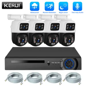 Security camera system, human/vehicle detection, focus siren, color night vision, 4xP6S 6MP-POE gun ball dual lens monitor, 8-way POE NVR, 4x18m network cable, 8-way color box Monitoring