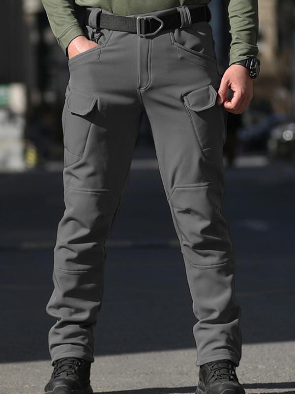 Men's Tactical Fleece Lined Cargo Pants, Autumn Winter Outdoor Multi-Pocket Workwear, Warm Lightweight Durable Scratch-Resistant Hunting Shooting Hiking Pants