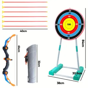 Kids Bow And Arrow Set With LED Flash Lights, 6 Suction Cup Arrows And Standing Moving Target-Perfect Indoor And Outdoor Archery Set Toy Gift For Boys And Girls Ages 3-12