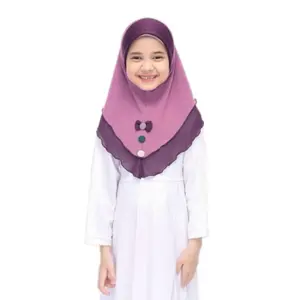 One Piece Chiffon 2 Layer Instant Hijab with Bow and button- Comfortable Fit for everyday wear, ramadhan, and prayer instant hijab