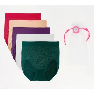 QVC Women's Sparkle Stripe Seamless Briefs, 5-Pack in Gift Bag