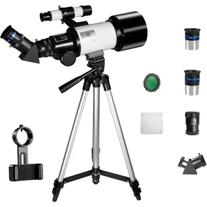 Telescope, 70mm Aperture 300mm Refractor Telescope with Phone Adapter, 3X Barlow Lens, Finder Scope, Moon Filter, Adjustable  Tripod, Portable Astronomy Telescope for Beginners