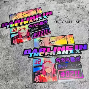 1SET Street Trendy Anime IP Colorful Logo Sticker Stick on anime-themed backpacks or car bodies, this gradient-textured Zero Two image + classic line decor instantly has a passionate anime vibe, "DARLING in the FRANXX" fans Automobile Decals Truck Sticker