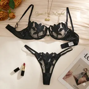 SILIX Everyday Floral Underwire Lingerie Set - All-Day Comfort Push Up & Sheer Lace Sexy Feminine Lingerie Set Underwear