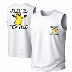 Men's Cotton Sleeveless Tank Top - Pew Pew Madafakas Printed Style. This Is A Casual Item Suitable For Both Men And Women, Especially Perfect For Spring And Summer; The Cool Print And Classic Crew Neck Cut