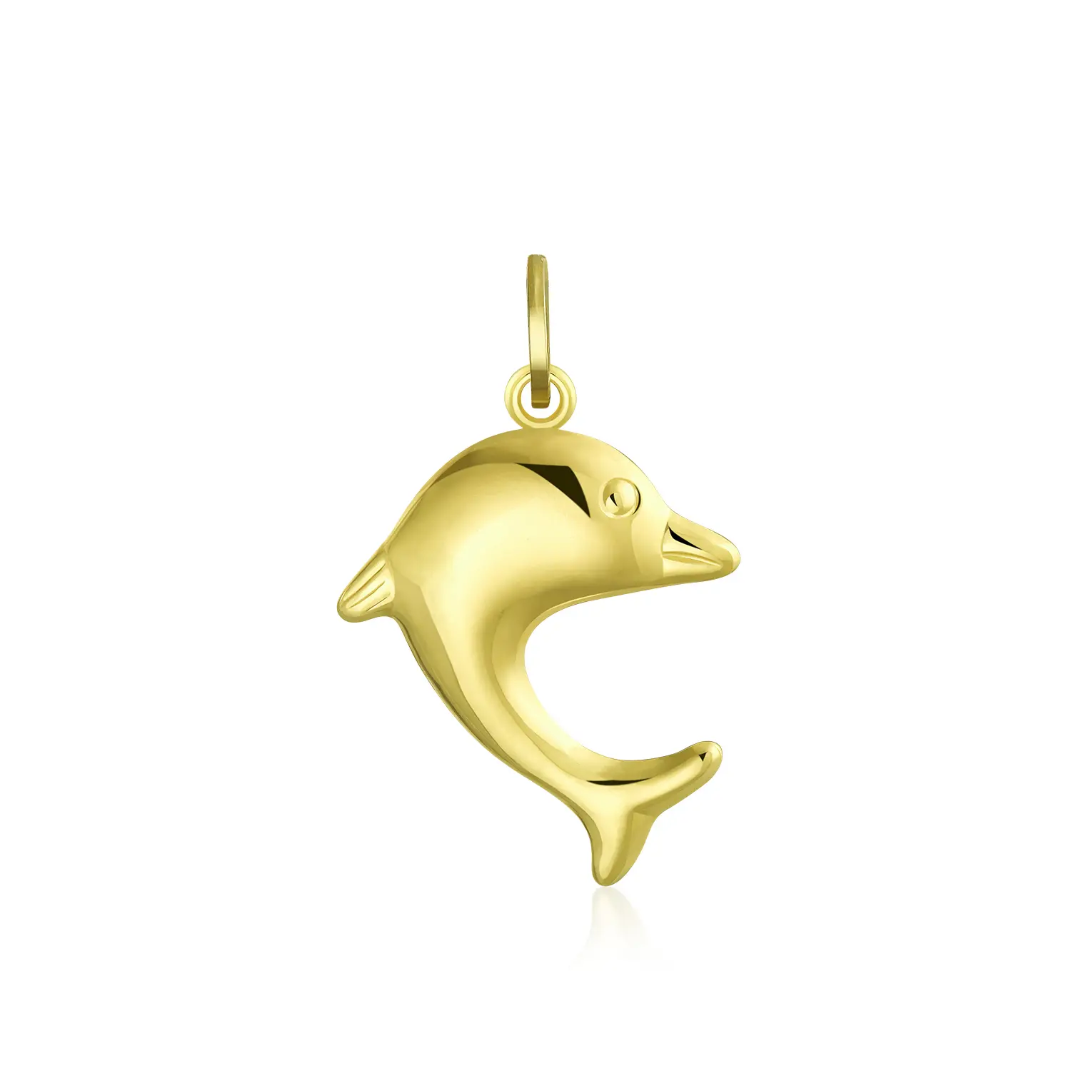 Nautical Jewelry Tiny 14K Yellow Gold Dolphin Pendant Necklace No Chain