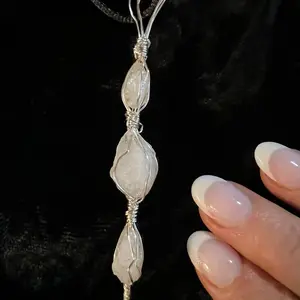 Elegant three Lemurian Starseed Crystal pendant
