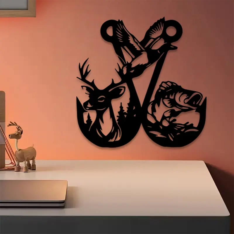1pc Vintage Deer and Duck Metal Wall Art, Aesthetic Wall Decor, Vintage Deer and Duck Statue Mural, Perfect for Living Room, Lounge, Indoor Decoration, Outdoor Space Decor, Christmas Decor, Ideal Gift for Animal Lovers autumn home decor