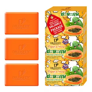 DR.DAVEY 3pcs Papaya Soap Clean, Hydrating, and Moisturizing Handmade Soap for Bathing, Facial Cleansing, and Skincare, Body Cleanser