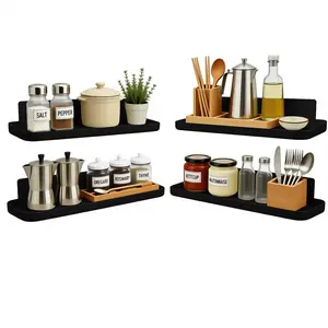 4-Pack No-Drill Wall Shelves, Self-Adhesive Floating Shelves, Heavy-Duty Waterproof Storage Rack, Sturdy Integrated Design Holds Toiletries, Bathroom/Kitchen/Bedroom Wall-Mount Organizer decor home hanging