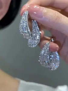 Elegant Rhinestone Decorated Dangle Statement Earrings, Fashionable Jewelry for Women, Trendy All-match & Exquisite Jewelry for Birthday Gift, Trendy Jewellery Accessories