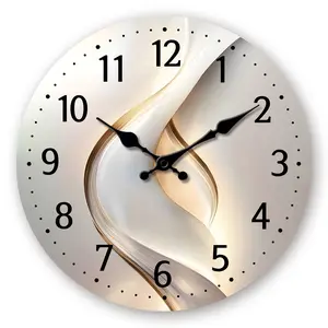 Wooden Wall Clock with Modern Abstract Geometric Art Light and Shadow Design, Minimalist Silent Wall Clock Without Ticking, Suitable for Living Room, Bedroom, Office, Art Gallery Decoration, Home Art Decoration, Ideal Birthday Gift