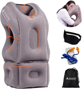 Inflatable Travel Pillow for Airplanes with Adjustable extra Bottom, Support head & chin to avoid Neck & Shoulder Pain, for Travelling, office napping
