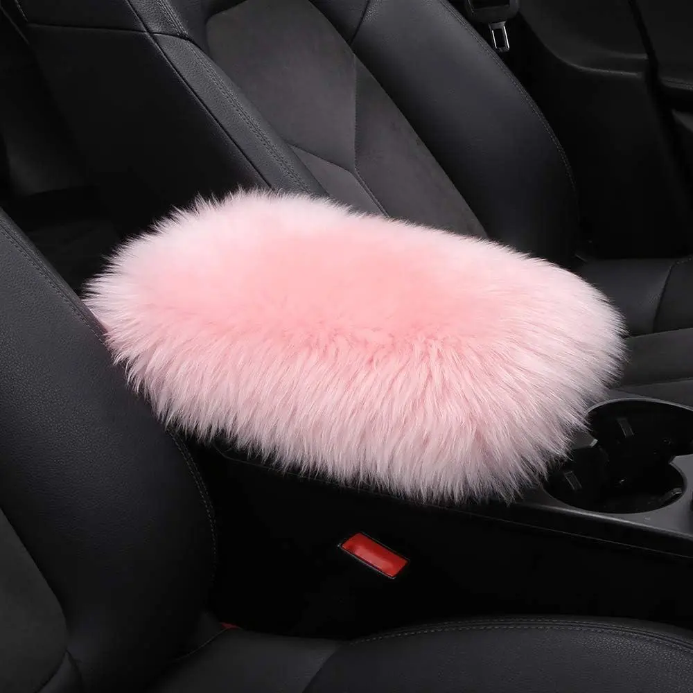 Furry Auto Center Console Cover Pad, Soft Wool Car Armrest Cushion, Fluffy Vehicle Armrest Seat Box Protector, Car Accessories for Women and Men