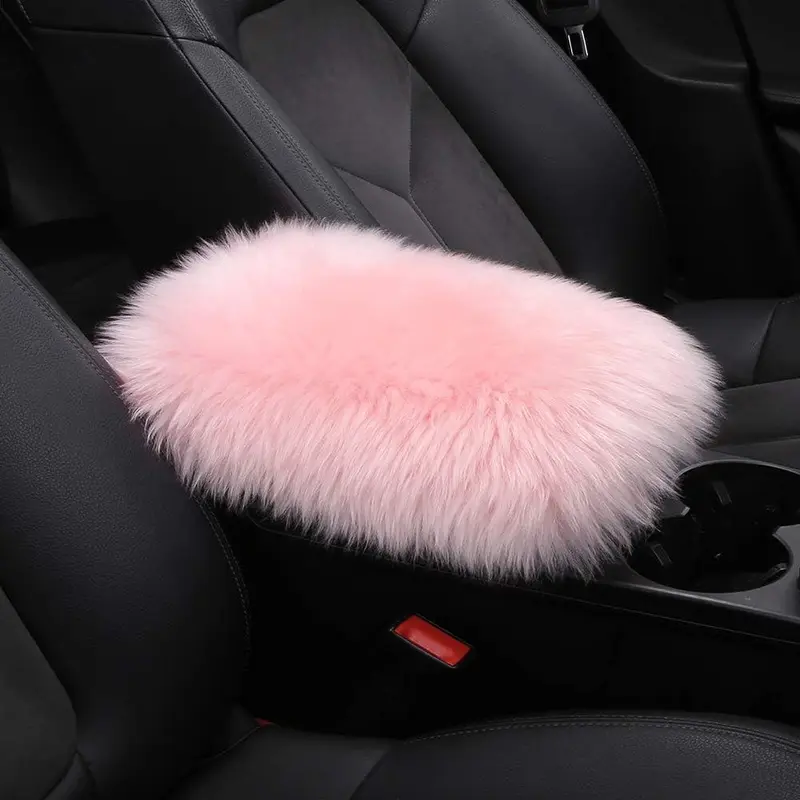 Furry Auto Center Console Cover Pad, Soft Wool Car Armrest Cushion, Fluffy Vehicle Armrest Seat Box Protector, Car Accessories for Women and Men