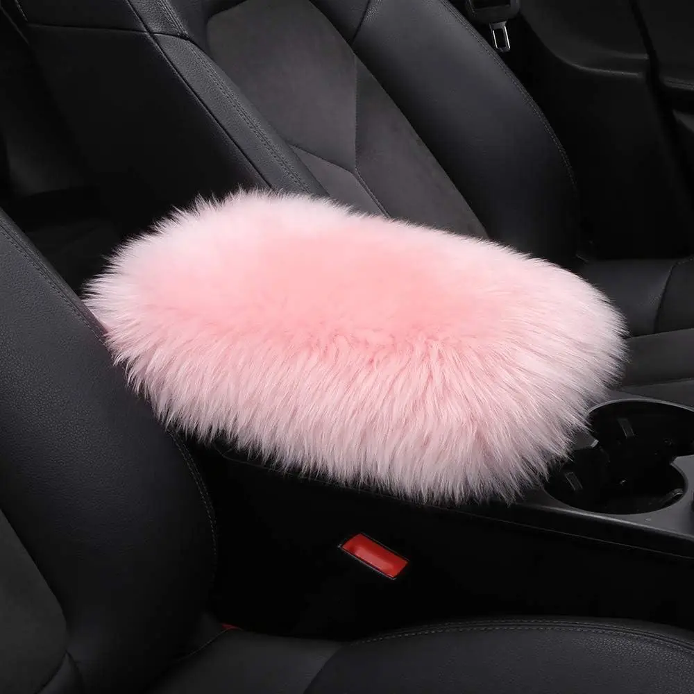 Furry Auto Center Console Cover Pad, Soft Wool Car Armrest Cushion, Fluffy Vehicle Armrest Seat Box Protector, Car Accessories for Women and Men
