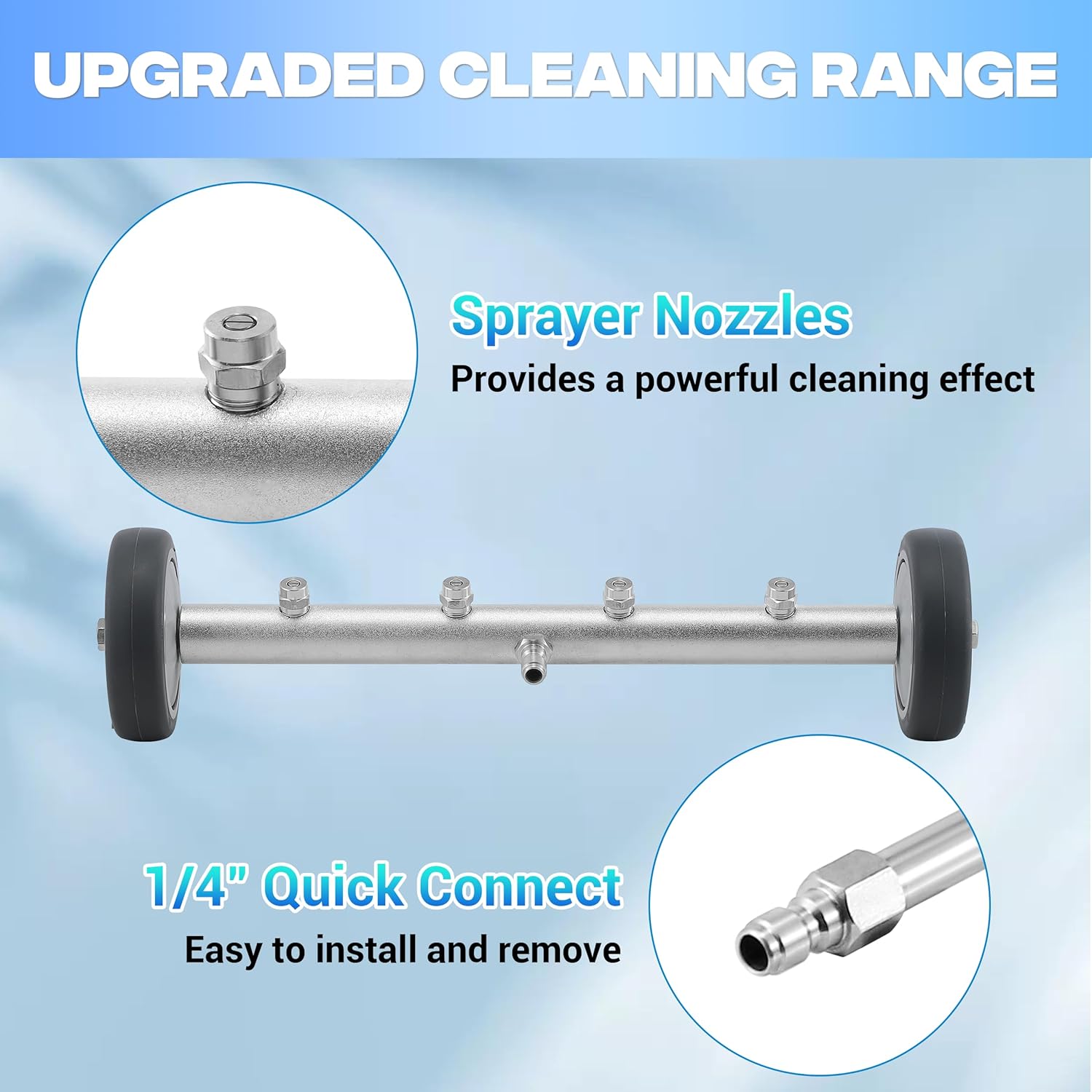 Pressure Washer Undercarriage Cleaner, 16 Inch Undercarriage Washer, Pressure Washer Under Car Cleaner with Straight Extension Wand, 4000 PSI