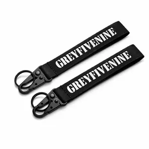GREY59 Black Nylon Keychain Strap – Heavy Duty Wrist Lanyard w/ Metal Clip & Key Ring | Streetwear Style Accessory