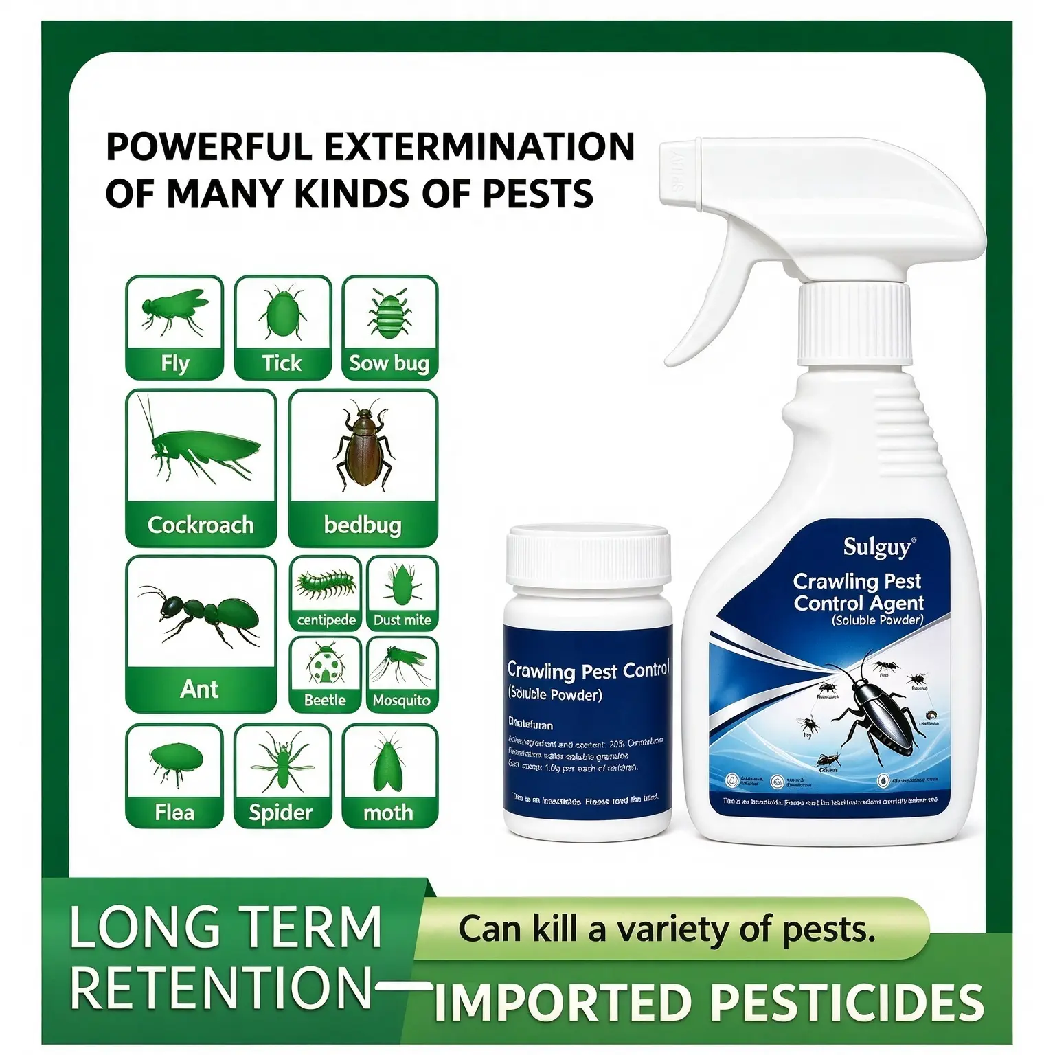 Sulguy Residential Multi-Purpose Pest Control Kit - For Roaches, Ants, Spiders, Bed Bugs & 40+ Household Pests, Indoor-Outdoor Use, Pet & Family Friendly (When Used As Directed), Makes 1 Gal Ready-to-Use Spray Mixture