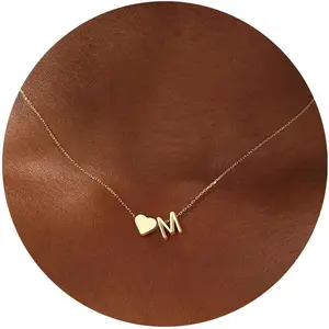 h-23 Heart Initial Necklace for Women Teen Girls - 18K Gold Plated Letter A-Z Pendant Necklace Dainty Heart Necklaces Tiny Initial Necklaces Birthday Gifts for Women Jewelry