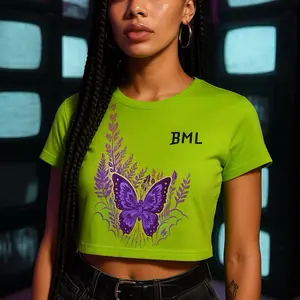 BML Cropped Butterfly Effect Windbreaker Rock Women's Pullover Hoodie in Polyester Fabric with Mesh Lining Water Resistant 75 GSM -  Butterfly Tops