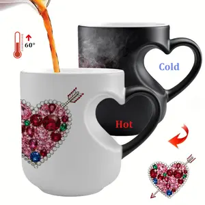 Heart Magic Color Changing Ceramic Cup, Romantic Heart Design, Perfect Gift for Valentine's Day, Christmas, Mother's Day, Holiday