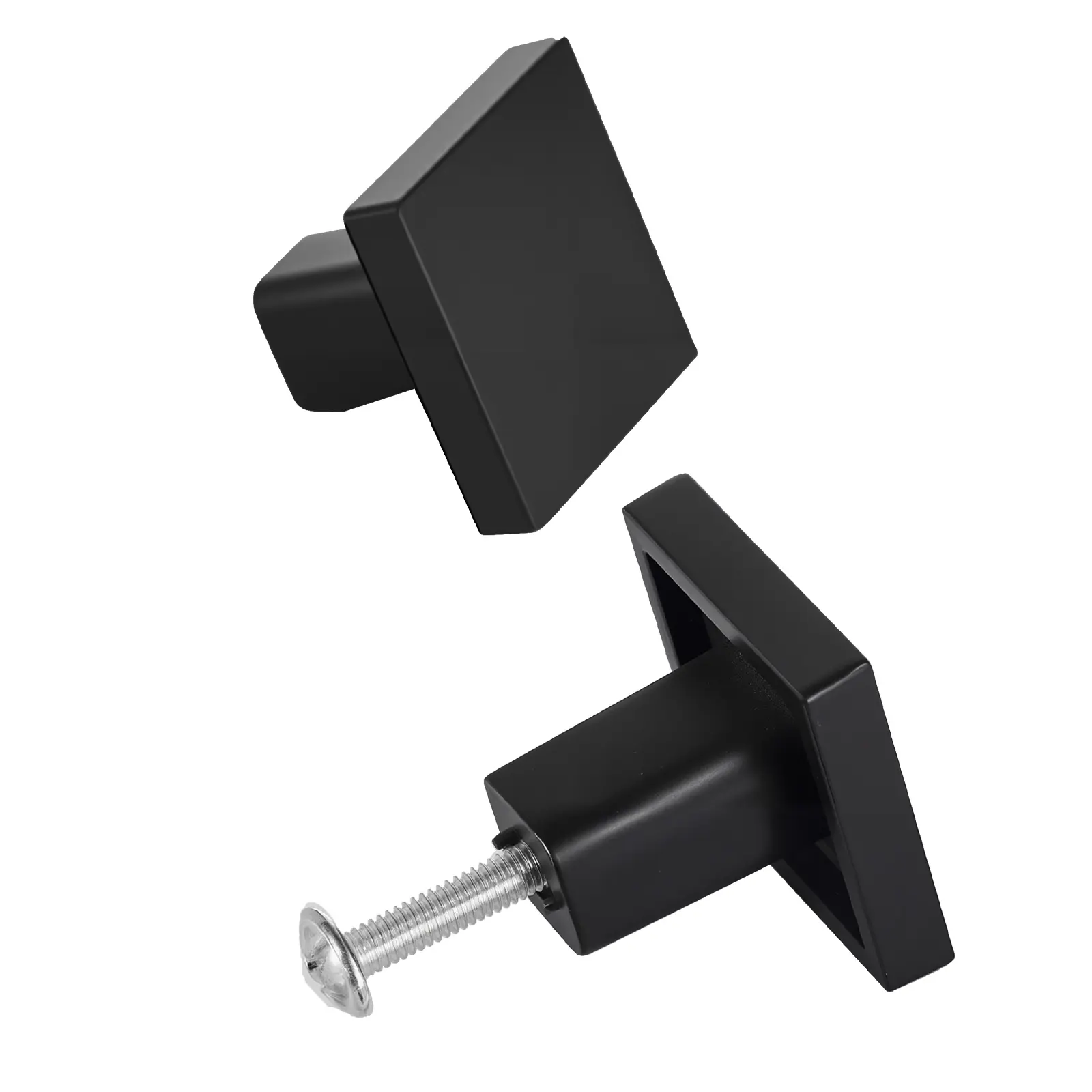 10-Pack 1.18 Inch Black Zinc Alloy Square Solid Cabinet Knobs, Drawer Pulls & Door Handles with Screws for Kitchen Drawers, Bathroom Closets, Cupboards