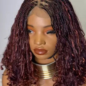 Closure braided Wig - Synthetic handmade Wig
