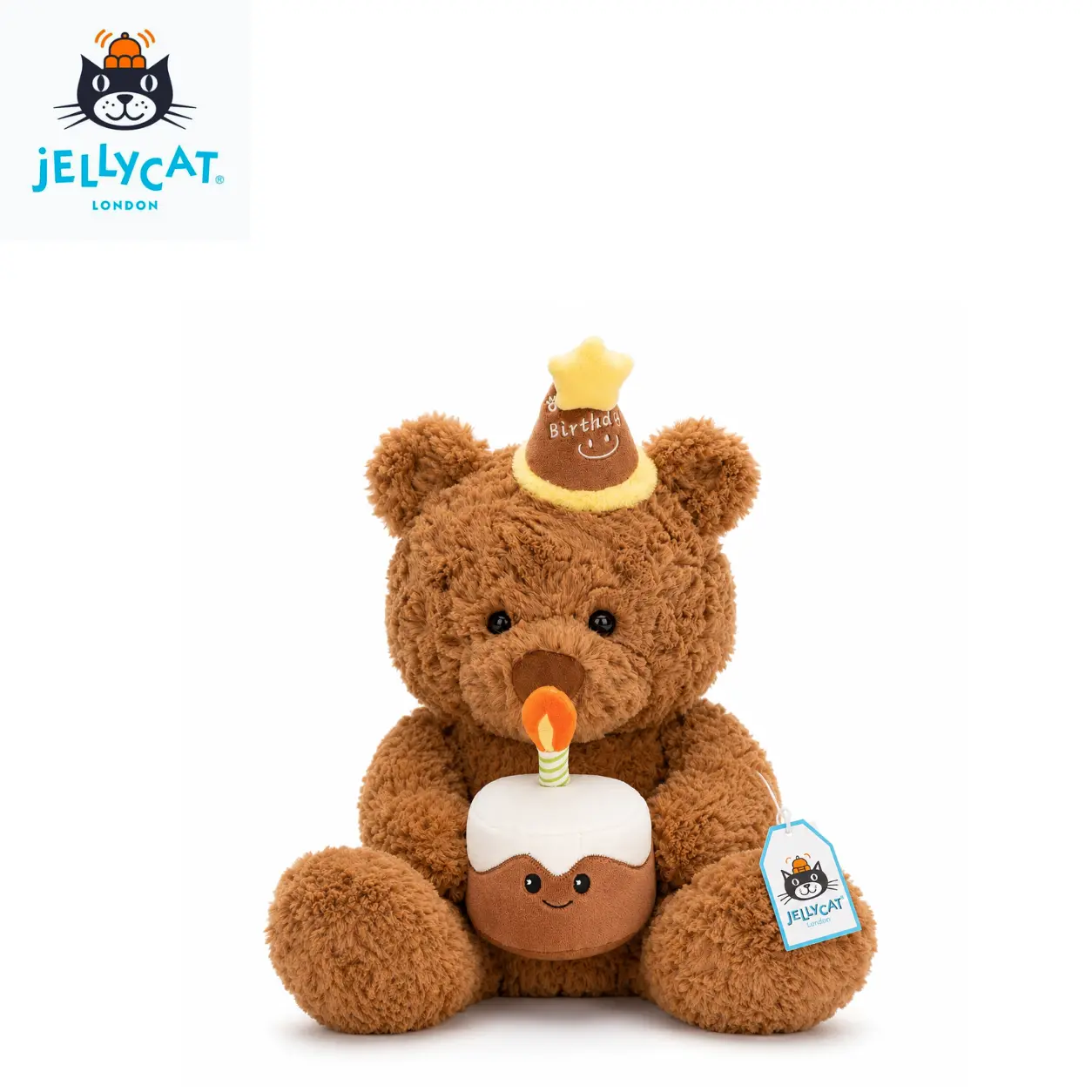 Authentic Jellycat Bartholomew Bear Birthday Plush – Cute Teddy Bear with Birthday Cake & Party Hat, Soft Collectible Stuffed Animal Gift for Kids, Her & Jellycat Lovers