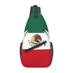 Crossbody chest bag, hiking backpack, men's chest bag, Mexican flag shoulder bag, large capacity, foldable, fashionable and durable, can be used for shopping, work, leisure travel, etc