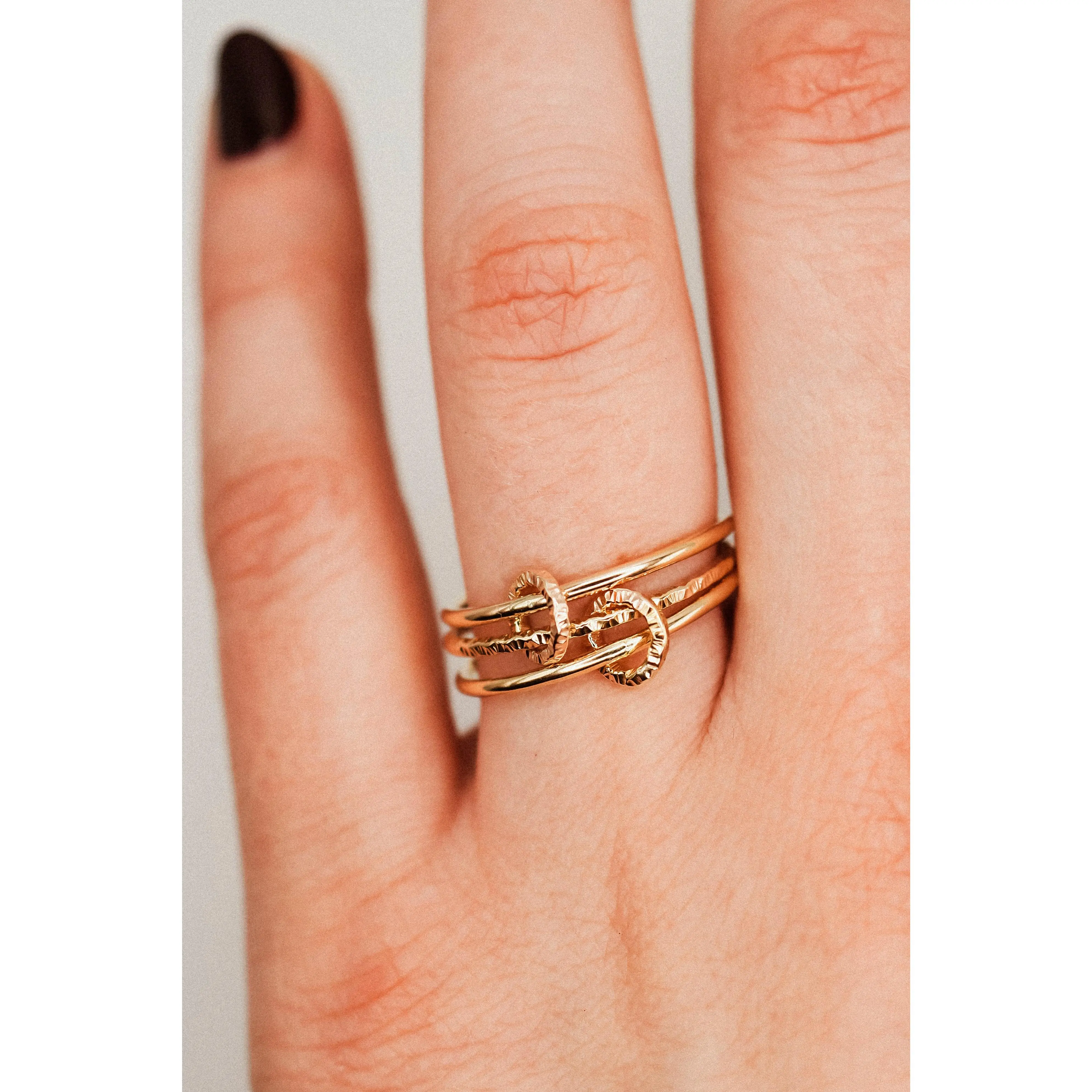 Sparkle Ladder Link Ring, 14K Gold Fill
