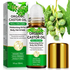 Organic Castor Oil Rollerball 30ML, Cold-Pressed Ricinus Communis Seed Oil, Precision Design for Skin Nourishment, Suitable for Eyebrows & Hair Care