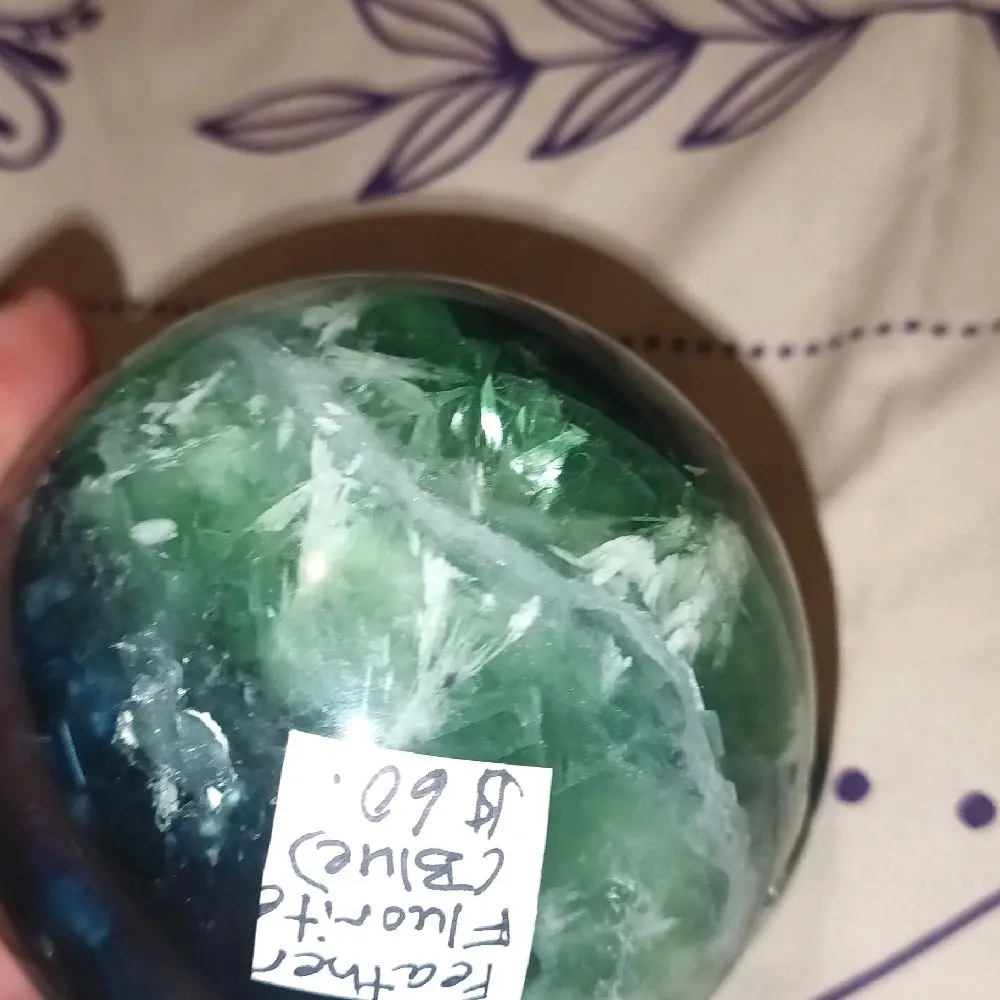 blue feather flourite sphere