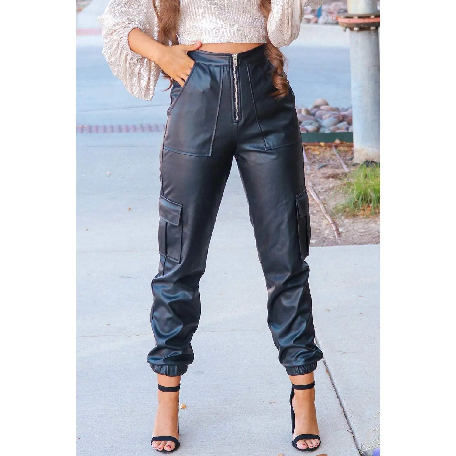 Lily Leather Cargo Pants