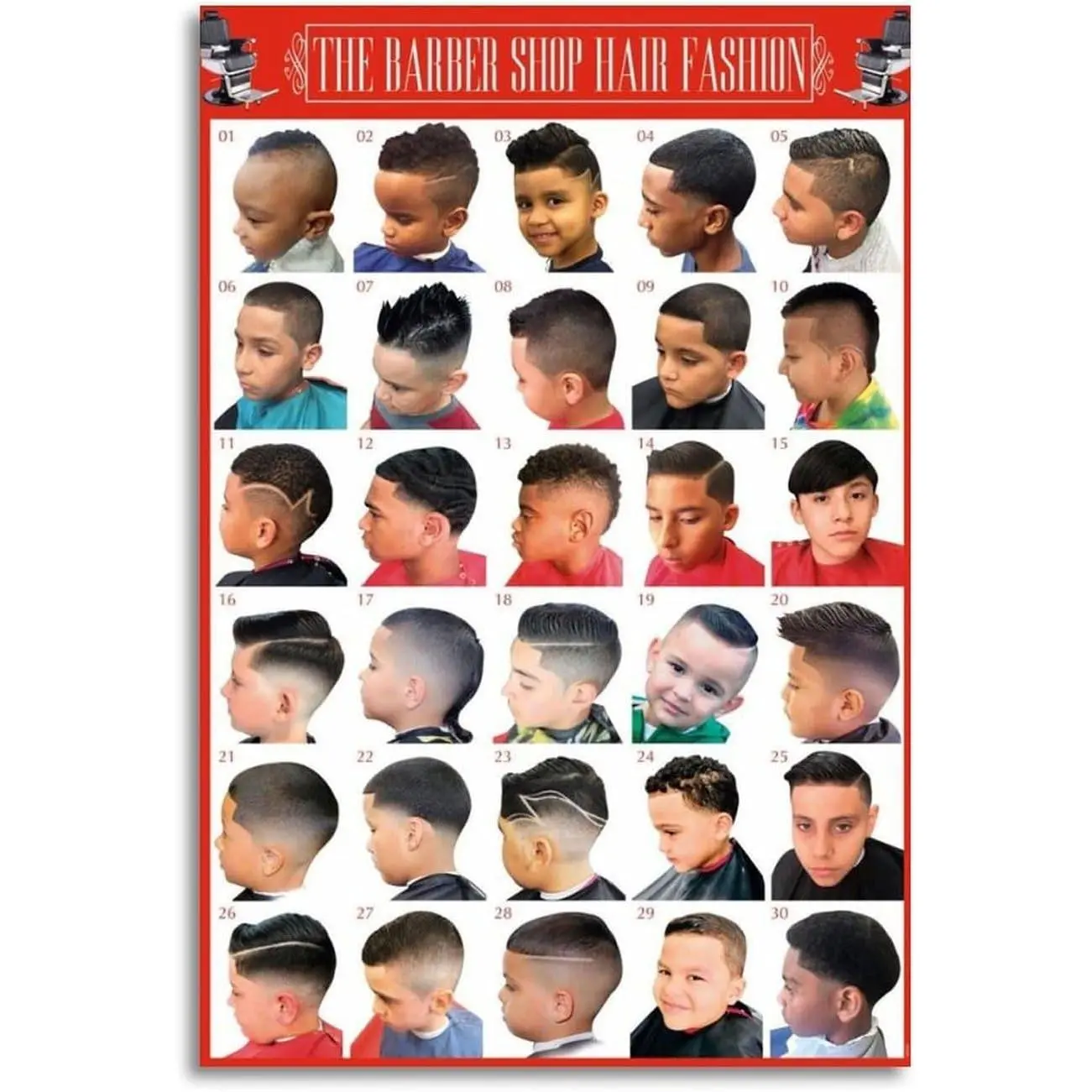 Barbershop Salon Kids Hairstyle Guide Poster Canvas Wall Art Vintage Print Aesthetic Bathroom Bedroom Living Room Decoration