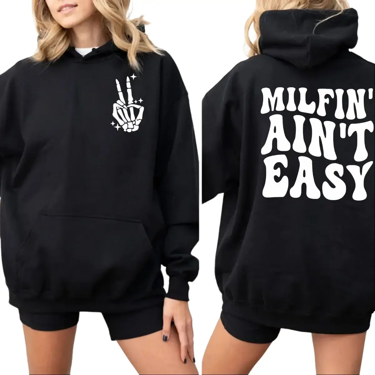 Milfin' Ain't Easy Mom 2 Sided Hoodie, Funny Milfin Aint Easy Humor Cute Popular Sweatshirt, Mother Mom Women Shirt For Mother's Day, Unisex Sweater Pullover Tee