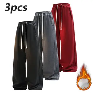 Men's Thickened Alpaca Wool Long Pants for Autumn and Winter, Men's Sports Sweatpants, Warm and Comfortable Casual Pants, Plus Size Men's Pants, Suitable for Cold Weather, Winter Long Pants, Loose Fit, Drawstring Elastic Waist Design, Casual Style, Durabl
