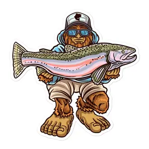 Steelhead Fishing Decal , Steelhead Sticker , Trout Stickers , Sasquatch Stickers , Bigfoot Fishing Decal , Mens Fishing Gift , Trout Gift