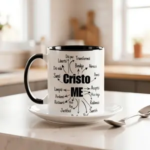 Thoughtful Gift | Cristo Me Insulated Ceramic Mug | White Porcelain Coffee Cup with Inspirational Spanish Phrases | Reusable & Hand-Wash Only | Perfect for Hot and Cold Beverages | Ideal Gift for Birthdays, Christmas, Easter gift, Valentine'S Day, Co