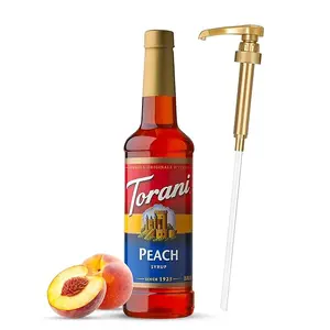 Torani Peach Syrup for Coffee, Iced Tea, Cocktails, Sodas & Desserts | Fruity Flavor Drink Mix for Smoothies & More | 25.4 Fl Oz Bottle with Jimoco Syrup Pump | Kosher, Gluten Free, Vegan Friendly