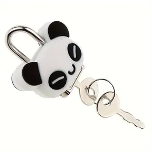 Cute Panda Design Padlock with Key, 1 Count Mini Cartoon Lock with Key, Security Lock for Traveling Outdoor Backpack, Home Accessories