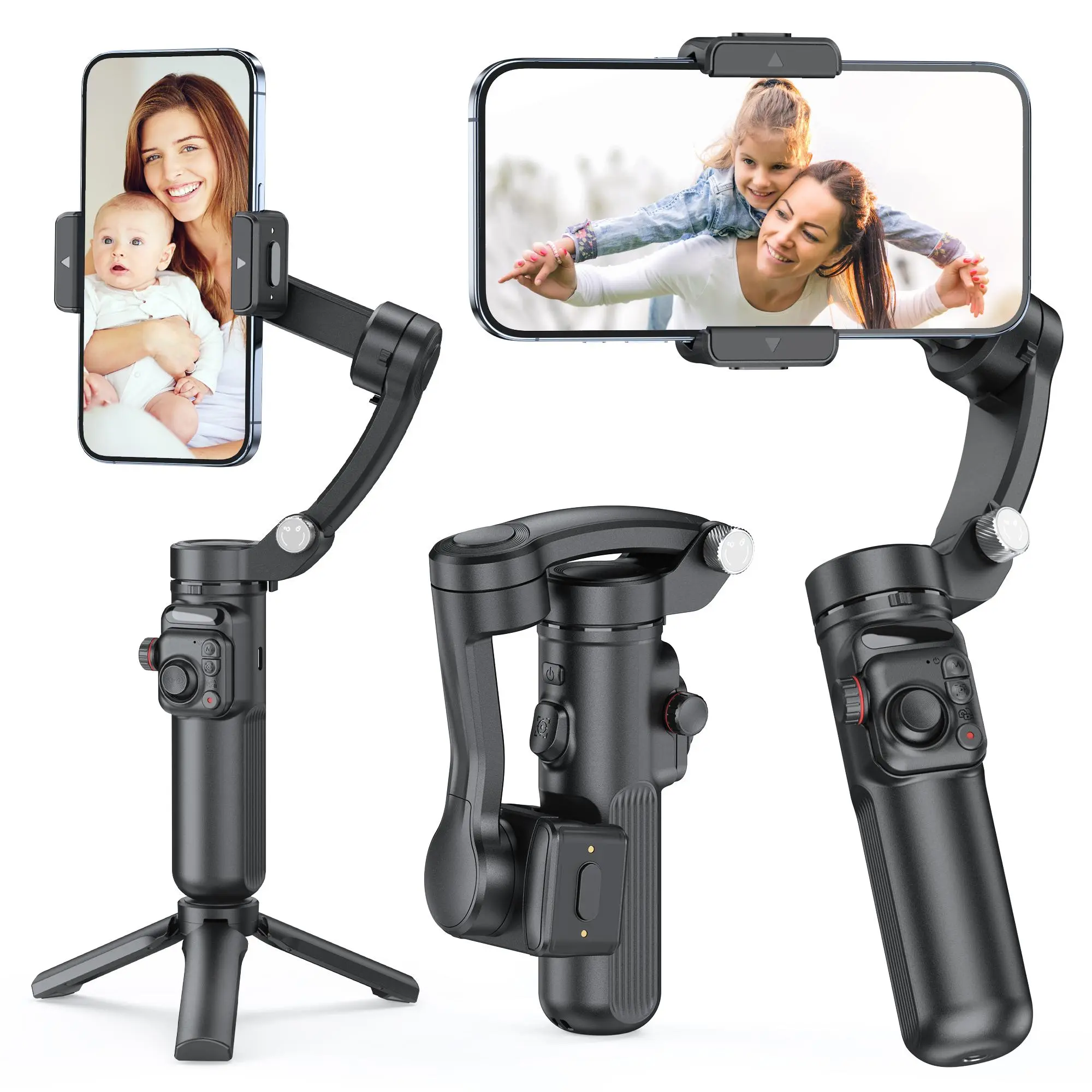 TOKQI 3-axis Gimbal Stabilizer Selfie Stick, Smart Selfie Stick with Face & Self-selected Target Tracking, Selfie Accessories for Smartphones, Camera Stabilizer, Portable Selfie Accessory, Cellphone Selfie Accessory