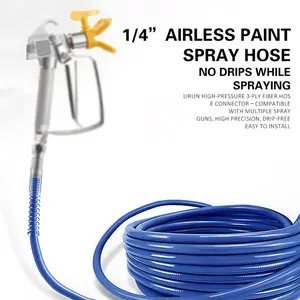 50 Ft x 1/4" Airless Paint Sprayer Hose, 3300 PSI High Pressure Flexible Fiber Hose for Airless Spraying Machines (Blue, 1 Pack)