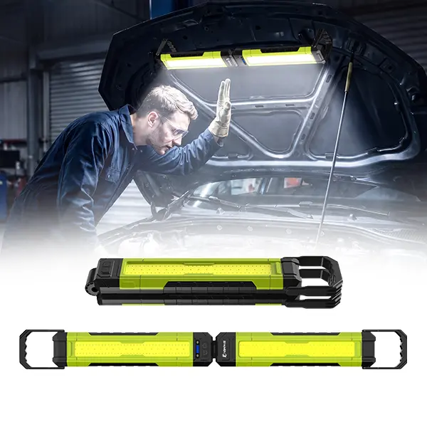 Rechargeable LED Work Light - 3500LM, 8000mAh Magnetic Light Bar with Motion Sensor, Dual Panel, 360° Rotating Handle, Foldable for Garage, Auto Repair